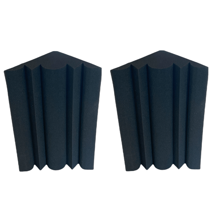 2 Pack - Bass Trap Shape B - Acoustic Foam - Black - 50cm Hush Echo