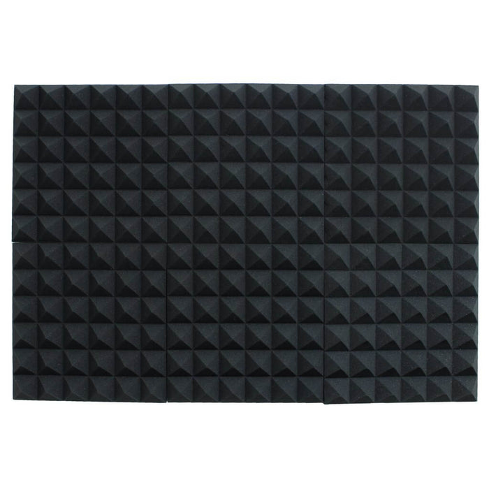 6 Pack - Pyramid - Acoustic Foam - Black - 30cm Hush Echo