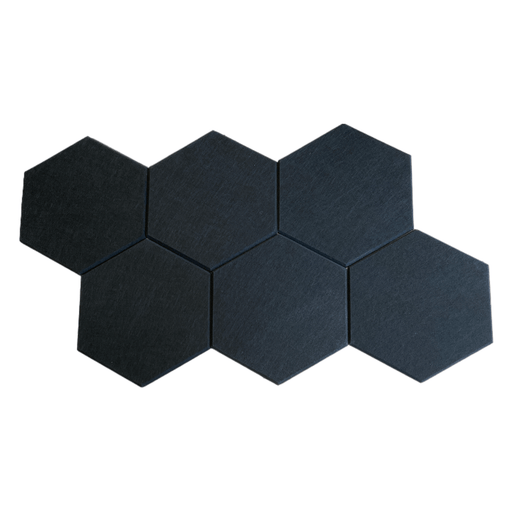 6 Pack - Black Hexagon Acoustic Polyester Panel - 35cm Hush Echo