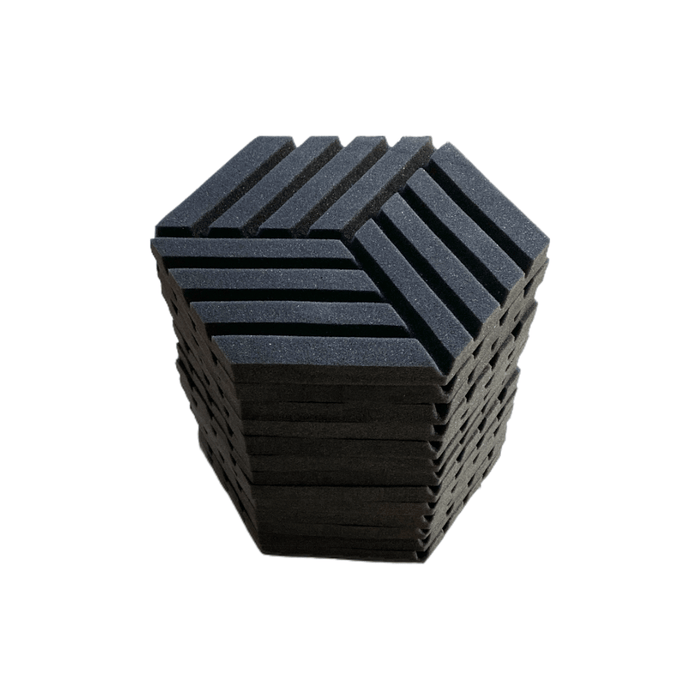 13 Pack - Hexagon - Acoustic Foam - Black - 35cm Hush Echo