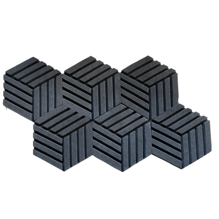 6 Pack - Hexagon - Acoustic Foam - Black - 35cm Hush Echo
