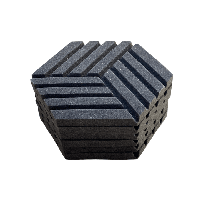 6 Pack - Hexagon - Acoustic Foam - Black - 35cm Hush Echo