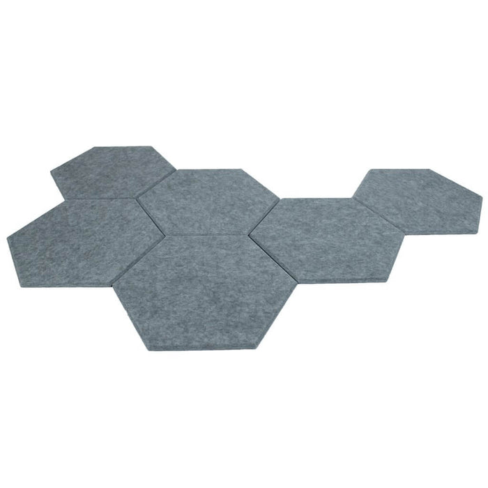 6 Pack - Grey Hexagon Acoustic Polyester Panel - 35cm Hush Echo