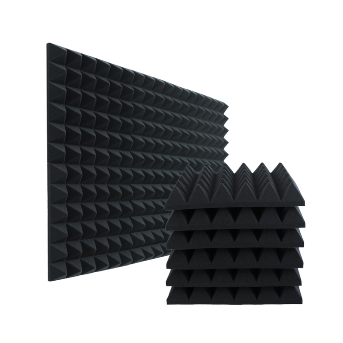 12 Pack - Pyramid - Acoustic Foam - Black - 30cm Hush Echo