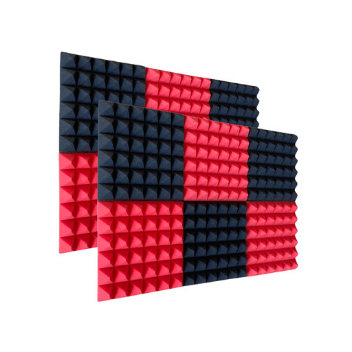 12 Pack - Pyramid - Acoustic Foam - Red Black - 30cm Hush Echo