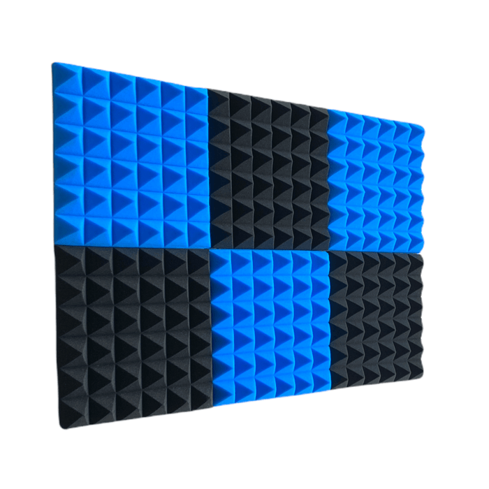 6 Pack - Pyramid - Acoustic Foam - Blue Black - 30cm Hush Echo