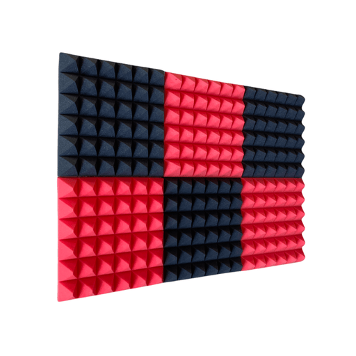 6 Pack - Pyramid - Acoustic Foam - Red Black - 30cm Hush Echo