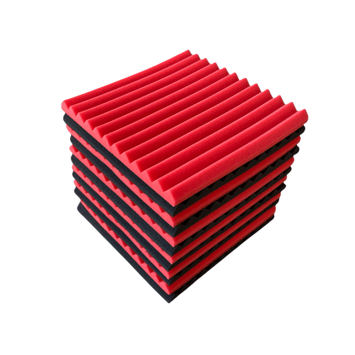12 Pack - Wedge2.5 - Acoustic Foam - Red Black - 30cm Hush Echo