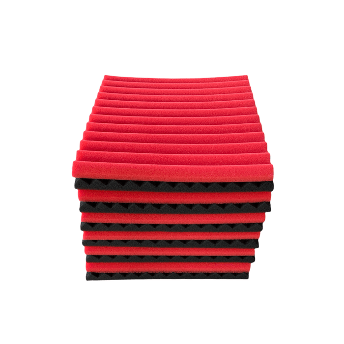 12 Pack - Wedge2.5 - Acoustic Foam - Red Black - 30cm Hush Echo