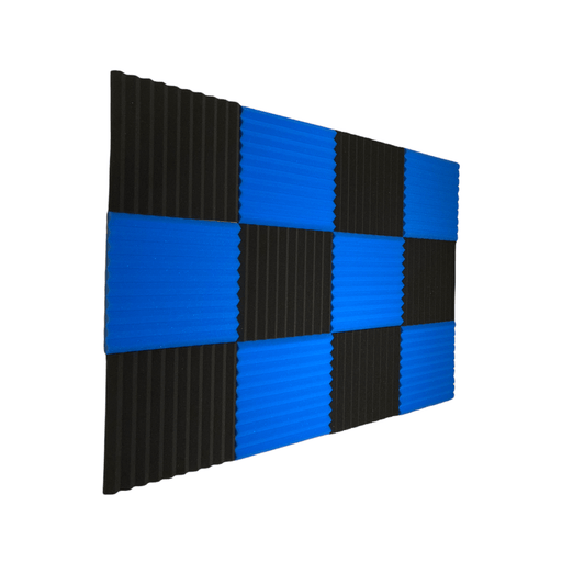 12 Pack - Wedge2.5 - Acoustic Foam - Blue Black - 30cm Hush Echo