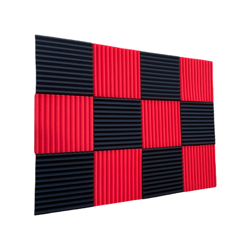 12 Pack - Wedge2.5 - Acoustic Foam - Red Black - 30cm Hush Echo