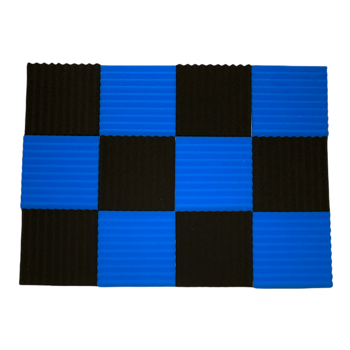 12 Pack - Wedge2.5 - Acoustic Foam - Blue Black - 30cm Hush Echo