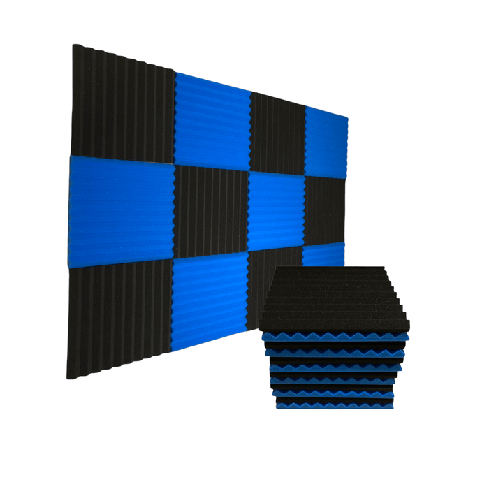 24 Pack - Wedge2.5 - Acoustic Foam - Blue Black - 30cm Hush Echo