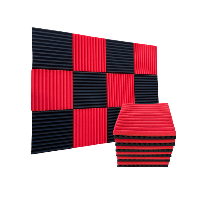 24 Pack - Wedge2.5 - Acoustic Foam - Red Black - 30cm Hush Echo