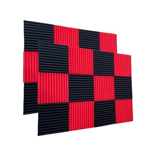 24 Pack - Wedge2.5 - Acoustic Foam - Red Black - 30cm Hush Echo