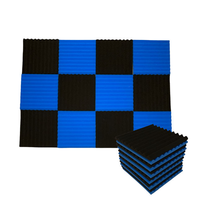 24 Pack - Wedge2.5 - Acoustic Foam - Blue Black - 30cm Hush Echo