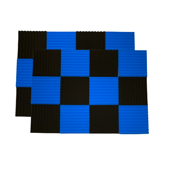 24 Pack - Wedge2.5 - Acoustic Foam - Blue Black - 30cm Hush Echo