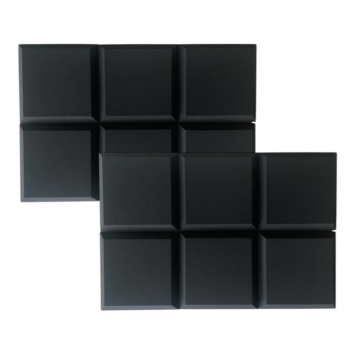 Bevelled Acoustic Foam Black 30cm (12 Pack) | Hush Echo