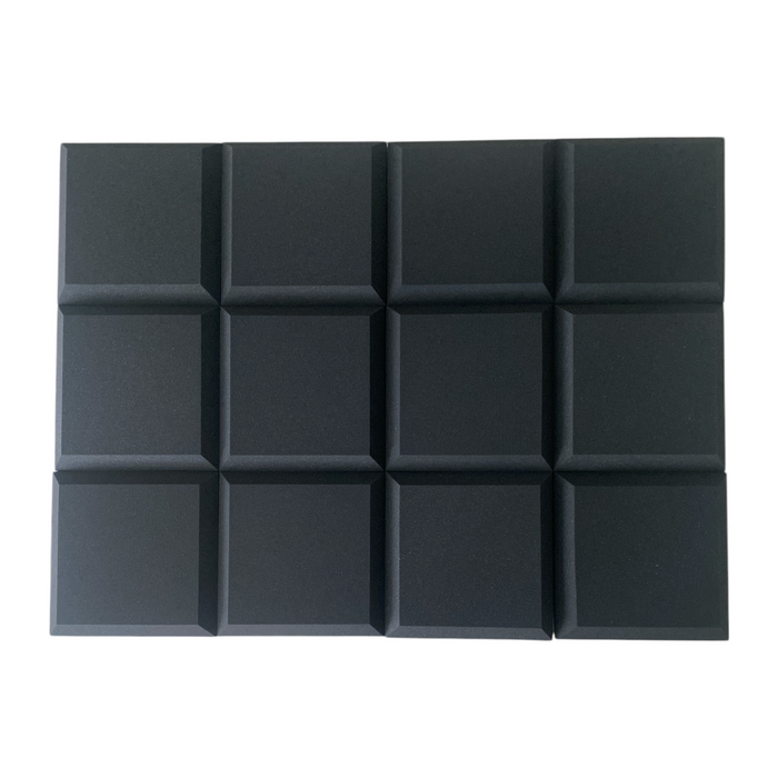 Bevelled Acoustic Foam Black 30cm (12 Pack) | Hush Echo