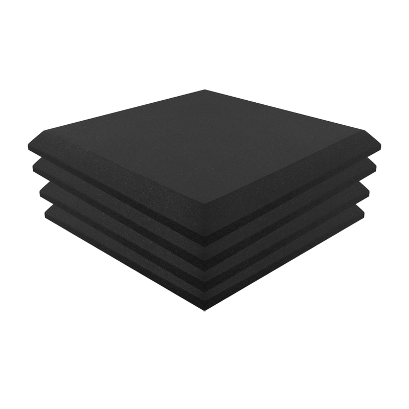 4 Pack - Bevelled - Acoustic Foam - Black - 50cm Hush Echo