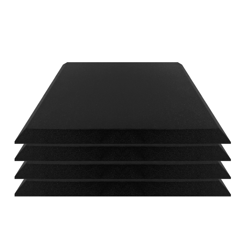 4 Pack - Bevelled - Acoustic Foam - Black - 50cm Hush Echo