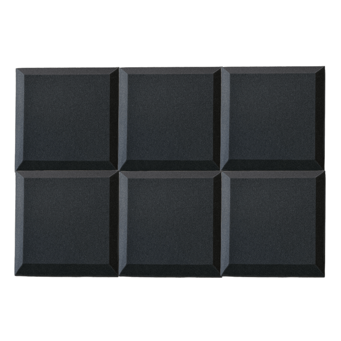 6 Pack - Bevelled - Acoustic Foam - Black - 30cm Hush Echo