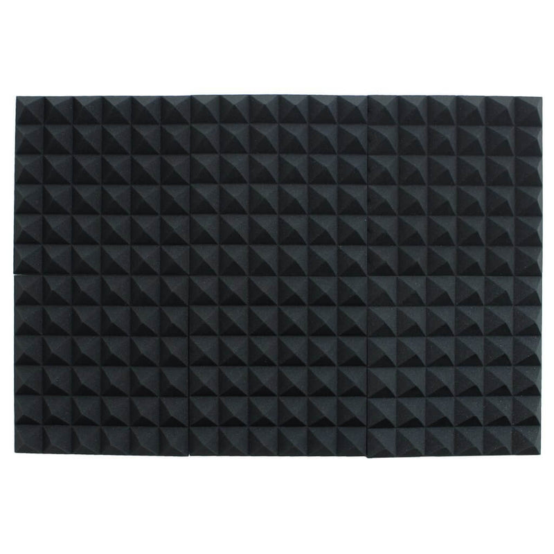 Pyramid Acoustic Foam Black 30cm (6 Pack) | Hush Echo