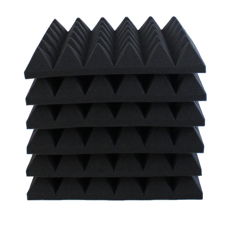Pyramid Acoustic Foam Black 30cm (6 Pack) | Hush Echo