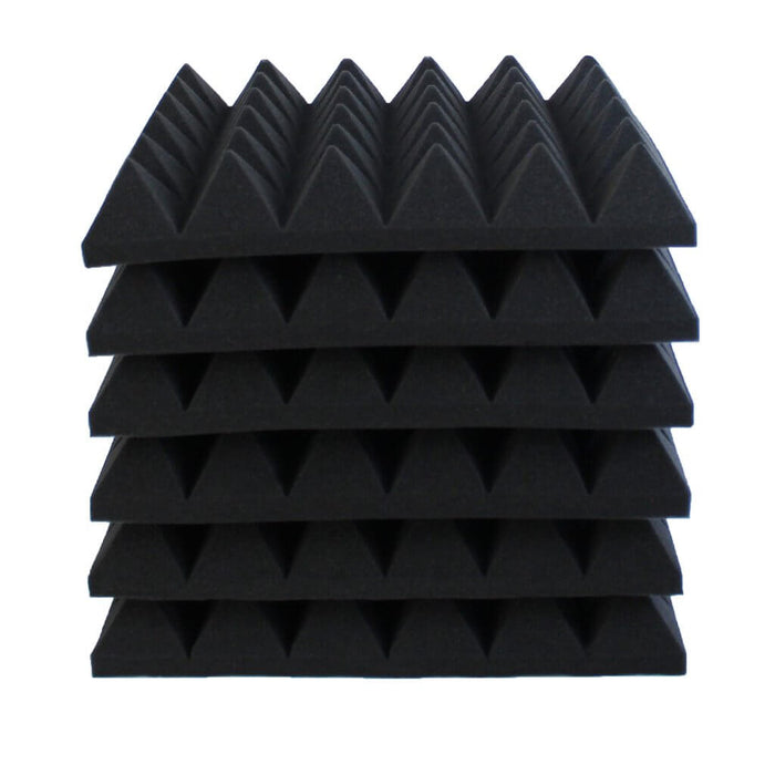 6 Pack - Pyramid - Acoustic Foam - Black - 30cm Hush Echo