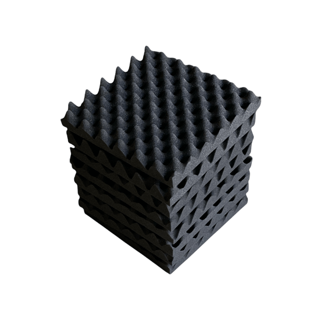 6 Pack Convolute(Egg Crate) Acoustic Foam Black 30cm