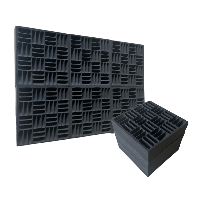 12 Pack - Grid - Acoustic Foam - Black - 30cm Hush Echo