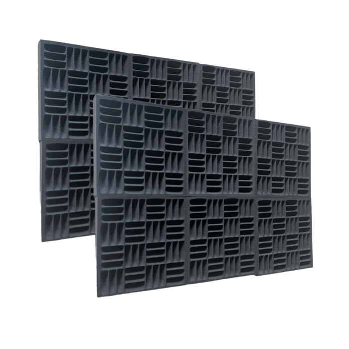 12 Pack - Grid - Acoustic Foam - Black - 30cm Hush Echo
