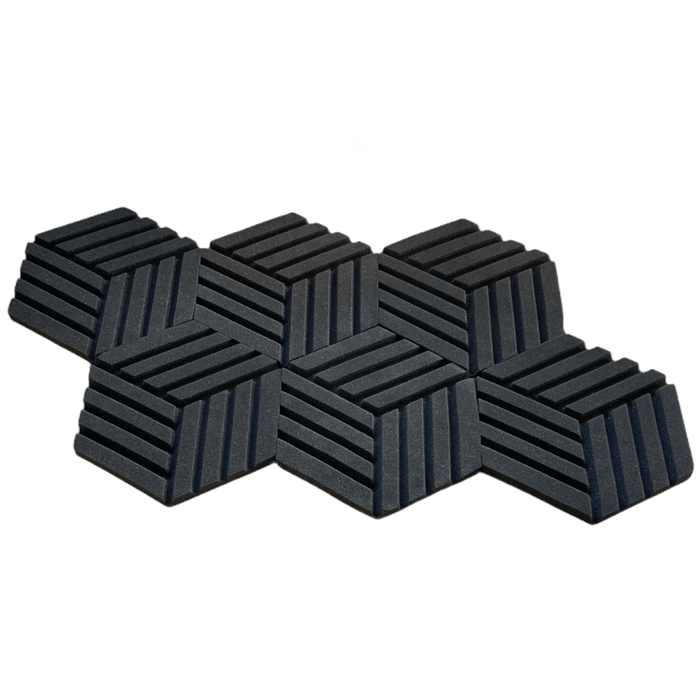 6 Pack - Hexagon - Acoustic Foam - Black - 35cm Hush Echo