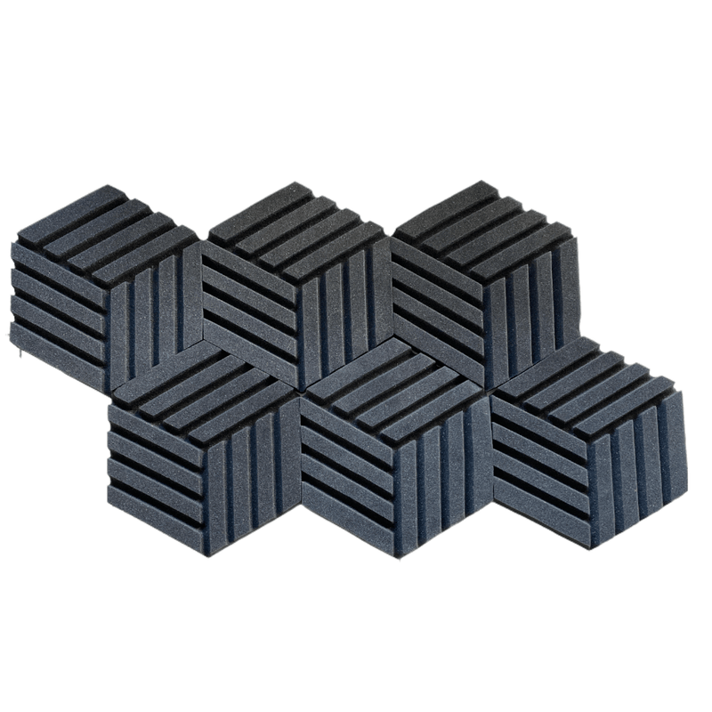 6 Pack - Hexagon - Acoustic Foam - Black - 35cm Hush Echo