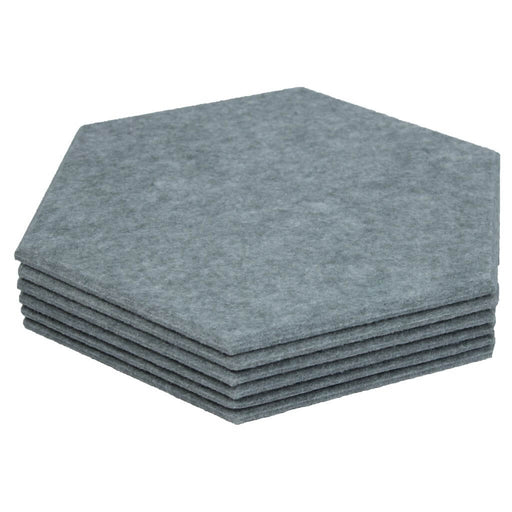 6 Pack - Grey Hexagon Acoustic Polyester Panel - 35cm Hush Echo