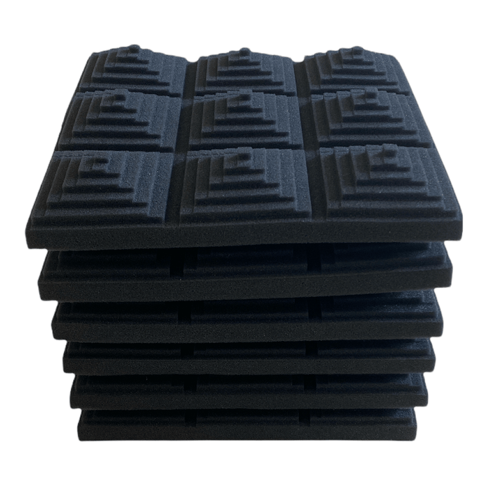 6 Pack - Mayan Pyramid - Acoustic Foam - Black - 30cm Hush Echo