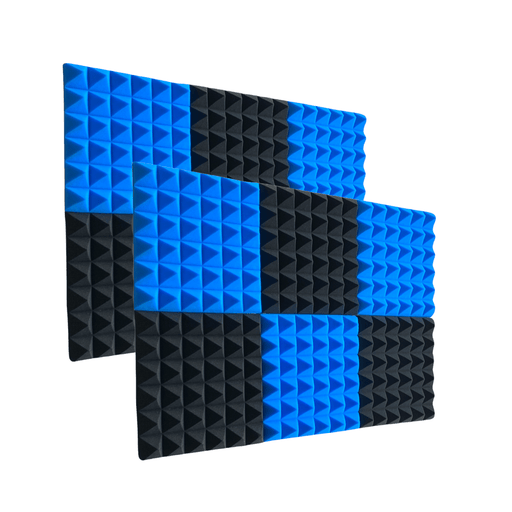 12 Pack - Pyramid - Acoustic Foam - Blue Black - 30cm Hush Echo