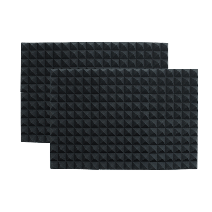 12 Pack - Pyramid - Acoustic Foam - Black - 30cm Hush Echo