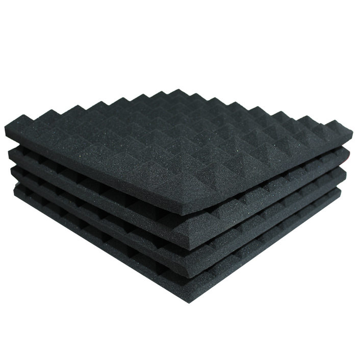 4 Pack - Pyramid - Acoustic Foam - Black - 50cm Hush Echo