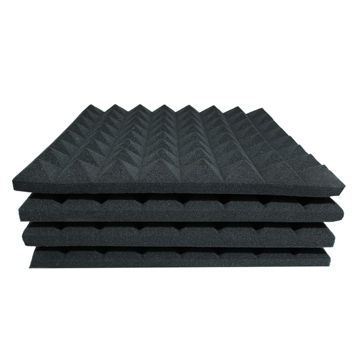 4 Pack - Pyramid - Acoustic Foam - Black - 50cm Hush Echo