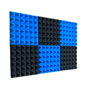 6 Pack - Pyramid - Acoustic Foam - Blue Black - 30cm Hush Echo