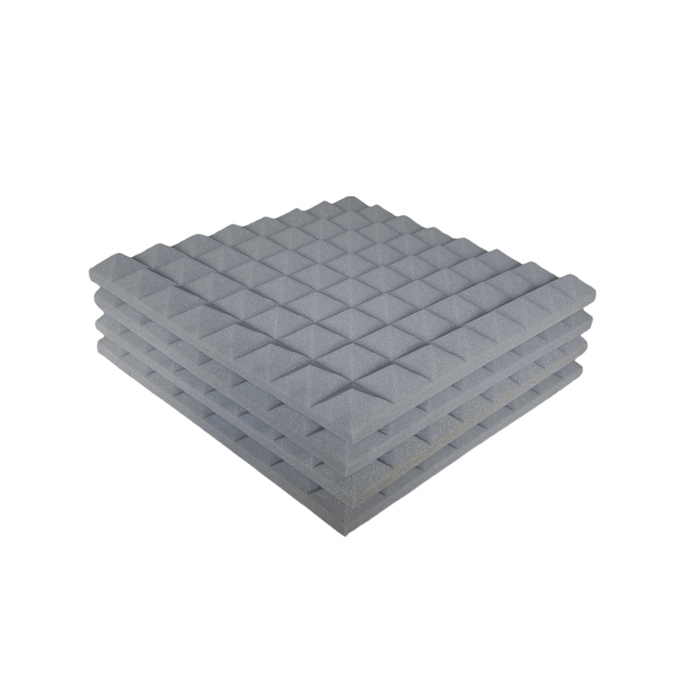 4 Pack - Pyramid - Acoustic Foam - Grey - 50cm Hush Echo