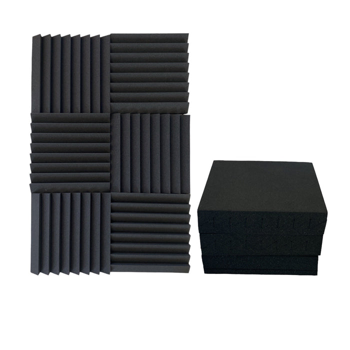 12 Pack - Slope Wedge - Acoustic Foam - Black - 30cm Hush Echo