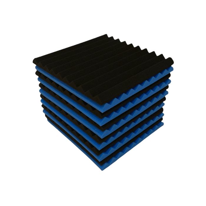 12 Pack - Wedge2.5 - Acoustic Foam - Blue Black - 30cm Hush Echo
