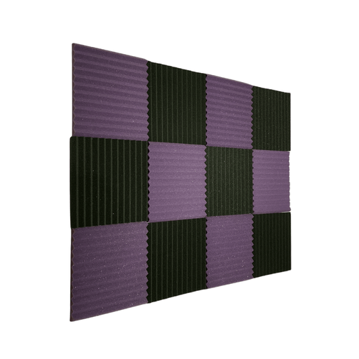 12 Pack - Wedge2.5 - Acoustic Foam - Purple Black - 30cm Hush Echo