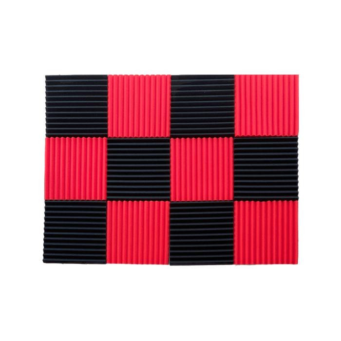 12 Pack - Wedge2.5 - Acoustic Foam - Red Black - 30cm Hush Echo