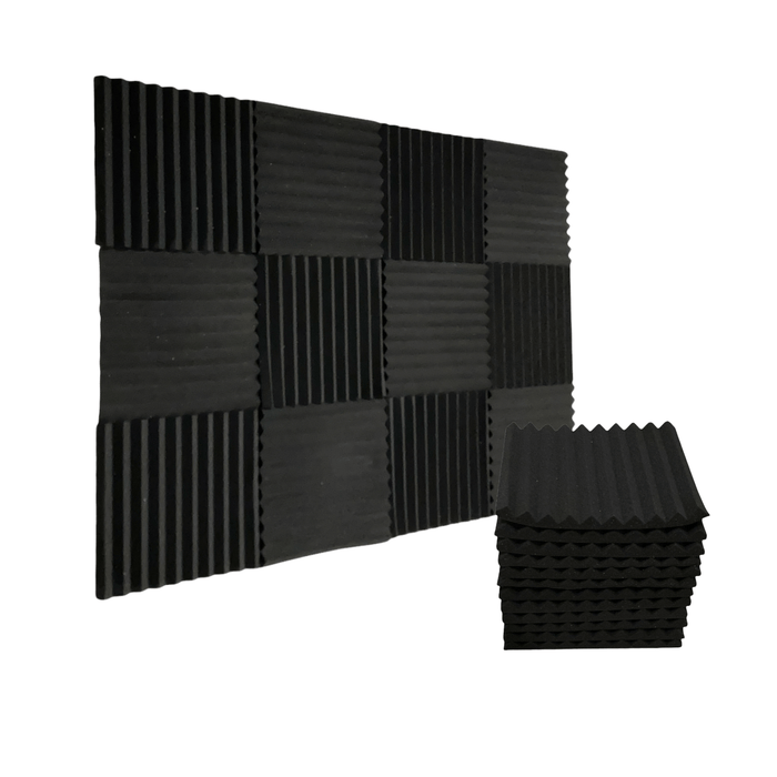 24 Pack - Wedge2.5 - Acoustic Foam - Black - 30cm Hush Echo