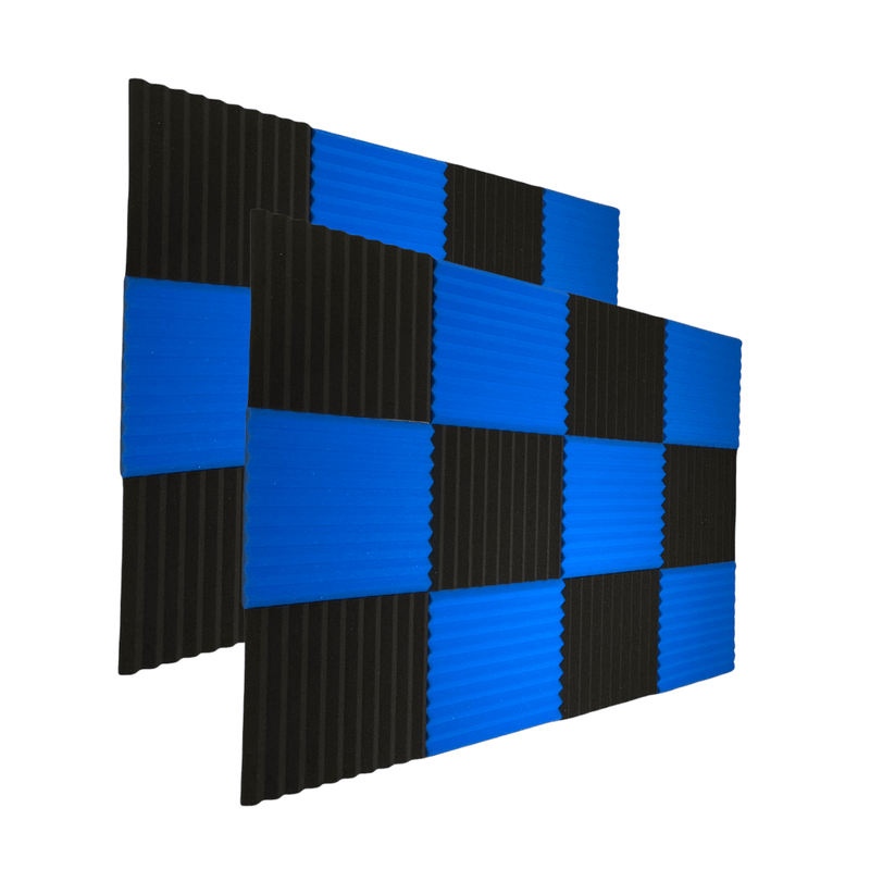 24 Pack - Wedge2.5 - Acoustic Foam - Blue Black - 30cm Hush Echo