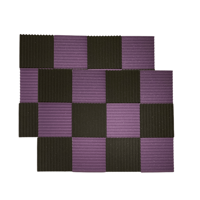 24 Pack - Wedge2.5 - Acoustic Foam - Purple Black - 30cm Hush Echo
