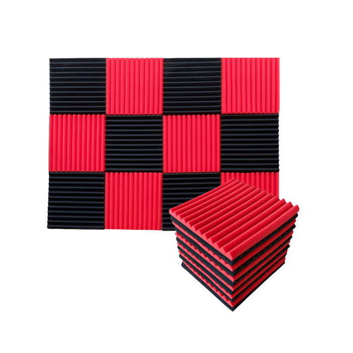 24 Pack - Wedge2.5 - Acoustic Foam - Red Black - 30cm Hush Echo